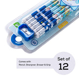 Eazy Kids 12-Pack 2B Pencils with Eraser Includes Sharpener -Blue