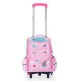 Eazy Kids 3D Unicorn School Bag With Trolley - Pink
