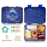 Eazy Kids Eat Sleep Game Bento Box With Insulated Lunch Bag & Cutter Set - Blue