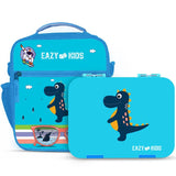 Eazy Kids Dino Bento Boxes With Insulated Lunch Bag - Blue