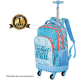 Eazy Kids Flora 18Inch 4-Wheel Trolley School Bag With Lunch Bag And Pencil case (Set of 3)