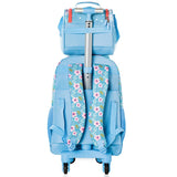 Eazy Kids Flora 18Inch 4-Wheel Trolley School Bag With Lunch Bag And Pencil case (Set of 3)