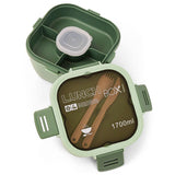 Eazy Kids 5 Compartment Lunch Box With Utensils 1700ml - Green