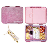Eazy Kids Glitter 6/4 Convertible Bento Lunch Box - Pink