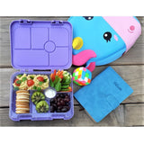 Eazy Kids Unicorn 6 Compartment Bento Lunch Box With Sandwich Cutter - Purple