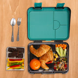 Eazy Kids Gamer 6/4 Convertible Bento Lunch Box With Steel Spoon & Fork Set And Alphabets Sticker