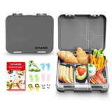 Eazy Kids 6/4 Convertible Bento Lunch Box With Sandwich Cutter Set - Grey