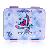 Eazy Kids 6 & 4 Convertible Bento Lunch Box With Lunch Bag, Sandwich Cutter Set - Mermaid Purple