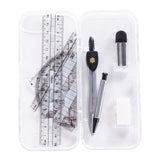 Eazy Kids 7-Piece Geometry Set in Clear Plastic Case – Ruler, Protractor, Compass, Eraser