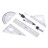 Eazy Kids 7-Piece Geometry Set in Clear Plastic Case – Ruler, Protractor, Compass, Eraser