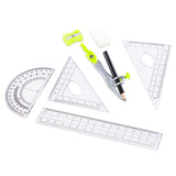 Eazy Kids 8-Piece Geometry Box Set – Compass, Ruler, Protractor- Green