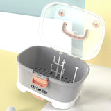 Eazy Kids Baby Bottle Drying Rack Storage Box 9 Peg - Grey