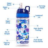 Eazy Kids Astronauts Tritan Water Bottle with Carry handle 420ml - Blue