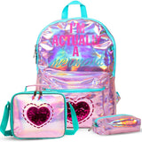 Eazy Kids Mermaid Love 17Inch School Bag, Lunch Bag And Pencil Case - Pink (Set of 3)