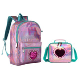 Eazy Kids Mermaid Love 17Inch School Bag, Lunch Bag And Pencil Case - Pink (Set of 3)