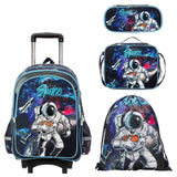 Eazy Kids Astronaut 17Inch School Bag, Lunch Bag, Activity Bag And Pencil Case - Blue (Set of 4)