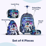 Eazy Kids Astronaut 17Inch School Bag, Lunch Bag, Activity Bag And Pencil Case - Blue (Set of 4)