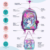 Eazy Kids Unicorn 17Inch School Bag, Lunch Bag, Activity Bag And Pencil Case - Pink (Set of 4)