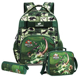 Eazy Kids Dinosaur 18Inch School Bag, Lunch Bag And Pencil Case - Green (Set of 3)
