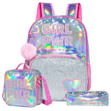 Eazy Kids Girl Power 18Inch School Bag, Lunch Bag And Pencil Case - Pink (Set of 3)