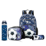 Eazy Kids 18" Backpack With Water Bottle, Lunch Bag and Pencil Case - Football