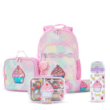 Eazy Kids 17" Backpack With Water Bottle, Lunch Box, Lunch Bag and Pencil Case - Sugar Pop Pink