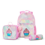 Eazy Kids 17" Backpack With Water Bottle, Lunch Box, Lunch Bag and Pencil Case - Sugar Pop Pink