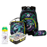 Eazy Kids 17" Backpack With 640ml Water Bottle, Lunch Box, Lunch Bag and Pencil Case - T-Rex
