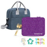Eazy Kids Tritan Bento Lunch Box with Lunch Bag - Glitter Purple