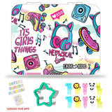 Eazy Kids Its Girls Things Bento Box With Insulated Lunch Bag & Cutter Set