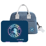 Eazy Kids Unicorn Lovers Bento Box With Insulated Lunch Bag & Cutter Set