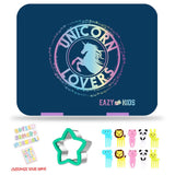 Eazy Kids Unicorn Lovers Bento Box With Insulated Lunch Bag & Cutter Set