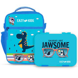Eazy Kids Jawsome Shark Bento Boxes With Insulated Lunch Bag - Blue