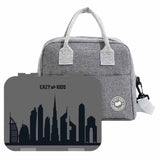 Eazy Kids Love Dubai Bento Boxes With Insulated Lunch Bag - Grey
