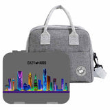 Eazy Kids Love Riyadh Bento Boxes With Insulated Lunch Bag - Grey