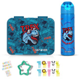 Eazy Kids TREX Tritan Bento Lunch Box With Water Bottle 640ml - Blue