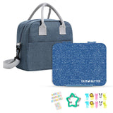 Eazy Kids Tritan Bento Lunch Box with Lunch Bag - Glitter Blue
