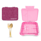 Eazy Kids Tritan Bento Lunch Box with Lunch Bag - Glitter Pink