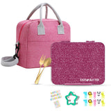 Eazy Kids Tritan Bento Lunch Box with Lunch Bag - Glitter Pink