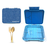 Eazy Kids Tritan Bento Lunch Box with Stainless Steel Bottle - Glitter Blue