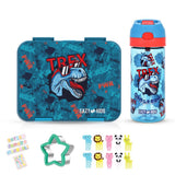 Eazy Kids TREX Tritan Bento Lunch Box with Water Bottle 420ml - Blue