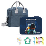Eazy Kids SpaceEx Tritan Bento Lunch Box With Lunch Bag - Blue
