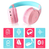 Eazy Kids Bluetooth 5.4 Wireless Headset - Pink