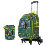 Eazy Kids Dino 16Inch School Bag With Trolley, Pencil Case Set - Green