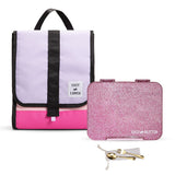 Eazy Kids 6 & 4 Convertible Bento Lunch Box With Lunch Bag- Glitter Pink