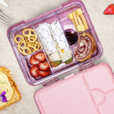 Eazy Kids 6 & 4 Convertible Bento Lunch Box With Lunch Bag- Glitter Pink