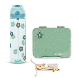 Eazy Kids 6 & 4 Convertible Bento Lunch Box With Water Bottle - Glitter Green