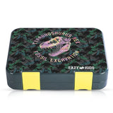 Eazy Kids T-Rex Dino 6/4 Convertible Bento Lunch Box With Steel Spoon & Fork Set And Alphabets Sticker - Grey