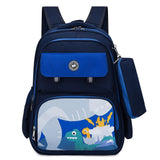 Eazy Kids Dino School Bag with Pencil Case 18Inch - Dark Blue