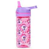 Eazy Kids Disney Minnie Mouse Tritan Water Bottle with Lockable Push button and Carry Handle 420ml - Purple Pink